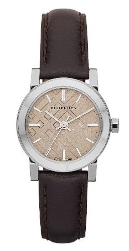 Burberry Reloj suizo de lujo para mujer niña de la ciudad marrón auténtico cuero crema dial bu9208