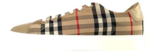 Burberry Zapatillas deportivas para mujer de tela y piel 8017249 Check Beige Beige Size: 36 EU