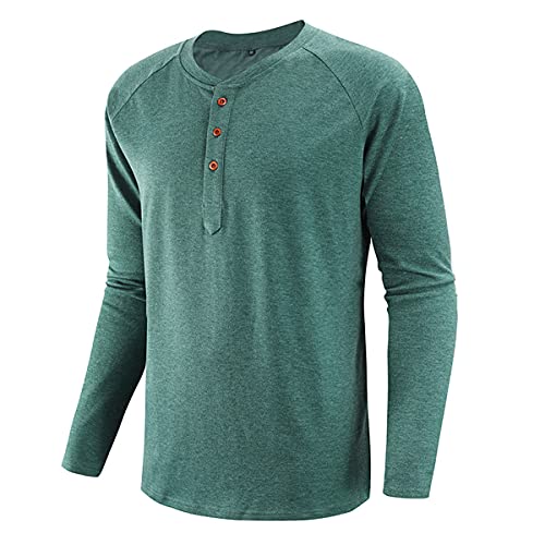 Cabeen Henley Camisetas de Manga Larga Cuello Panadero Casual con Botones Algodón para Hombre