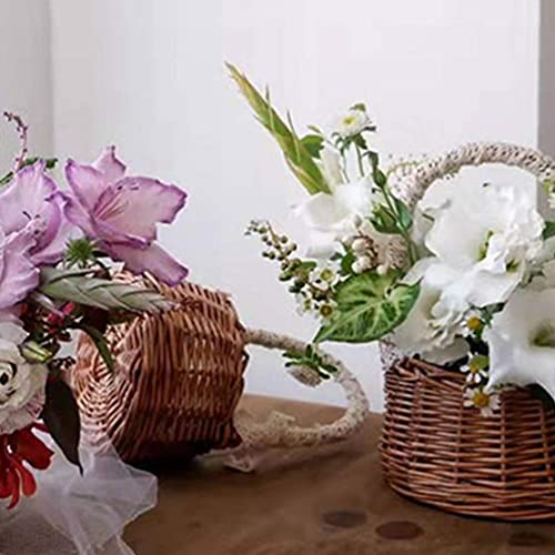 Cabilock Cesta de flores trenzada, cesta de frutas, cesta de mimbre, cesta de Pascua, cesta de mimbre, cesta de flores, cesta de flores, cesta de flores, cesta para decoración de mesa rústica