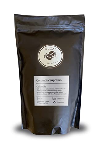 CAFE BLACK RUZZI ESPECIALIDAD 1000 GR COLOMBIA SUPREMO EN GRANO , TUESTE ARTESANAL 100% ARABICA , SEMILLA CATURRA