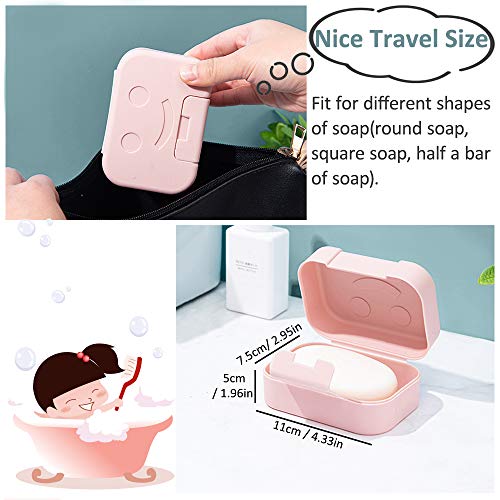 Caja de jabón de viaje, 2 unidades de jabonera con tapa, caja de jabón portátil soporte para jabones para baño/ducha/viaje/al aire libre/acampar - rosa & verde