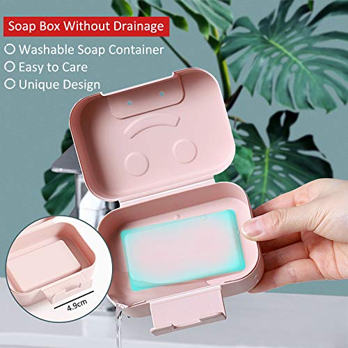Caja de jabón de viaje, 2 unidades de jabonera con tapa, caja de jabón portátil soporte para jabones para baño/ducha/viaje/al aire libre/acampar - rosa & verde