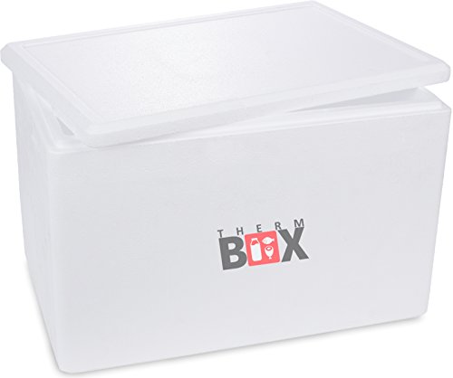 Caja térmica Caja de espuma de poliestireno XXL 61 litros - Caja térmica para alimentos y bebidas - Refrigerador y calentador de espuma de poliestireno (exterior 59,5x39,5x40cm) Reutilizable