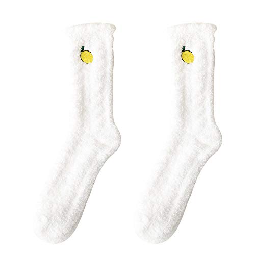 Calcetines Lana Coral - Lana De Coral De Las Mujeres Calcetines De Otoño E Invierno Calcetines Gruesos Y Cálidos De Mujer Socks De Frutas Sox De Manzana De Niña De Manzana Calcetines Largos 2Pcs,