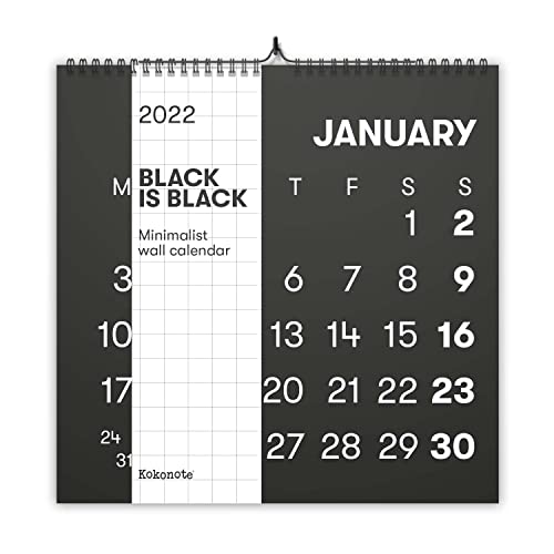 Calendario 2022 Black is Black - Calendario minimalista 30x30 cm - Calendario pared 2022 - Calendario decoracion hogar