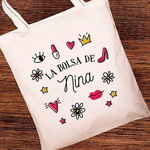 calledelregalo Regalo personalizado para chicas: bolsa 'tote bag' BIO personalizable con nombre