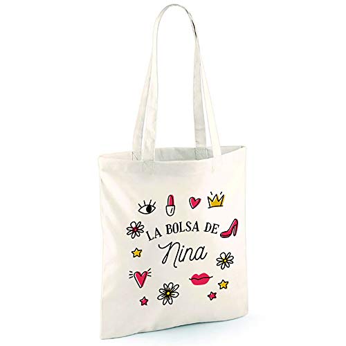 calledelregalo Regalo personalizado para chicas: bolsa 'tote bag' BIO personalizable con nombre