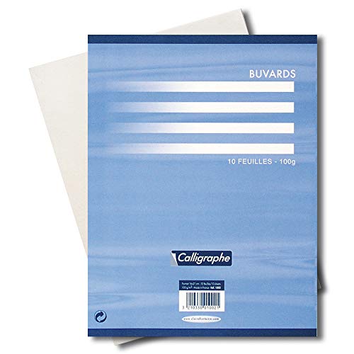 Calligraphe 1002C - Un sachet de 10 buvards blancs 16x21 cm 100g (gamme 7000 de Clairefontaine)