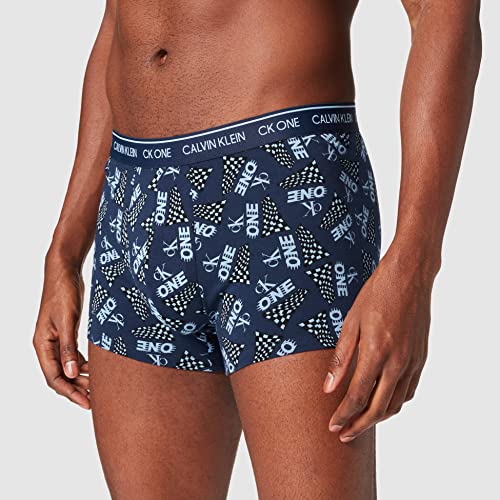 Calvin Klein 2 Pack Trunks-CK One Bañador, Blue Shadow/Racing Print, S para Hombre