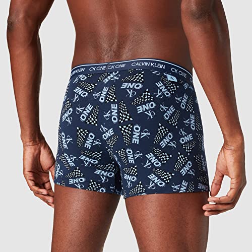 Calvin Klein 2 Pack Trunks-CK One Bañador, Blue Shadow/Racing Print, S para Hombre