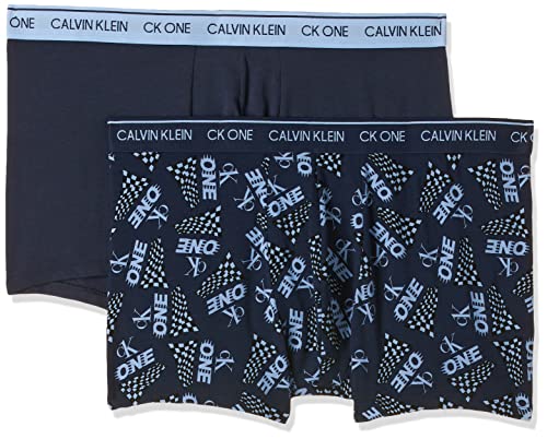 Calvin Klein 2 Pack Trunks-CK One Bañador, Blue Shadow/Racing Print, S para Hombre