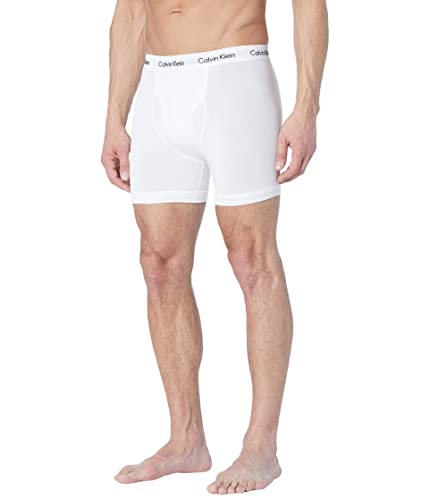 Calvin Klein Calzoncillos bóxer de algodón elástico para hombre, Blanco, Large