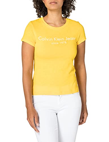 Calvin Klein CK Jeans Spectra Yellow Camiseta, Amarillo, S para Mujer