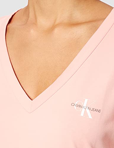 Calvin Klein Jeans Camiseta Delgada con Cuello en V con Monograma, Blossom, S para Mujer