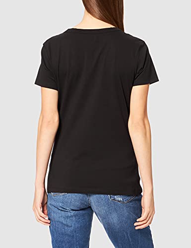 Calvin Klein Jeans Monogram Slim V-Neck tee Camiseta, CK Black, S para Mujer