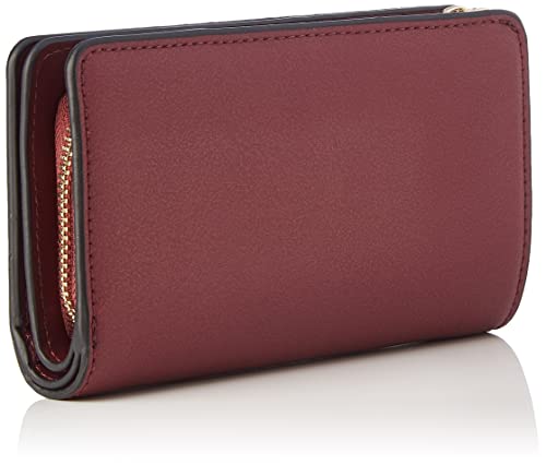 Calvin Klein Re-Lock Billfold French Wallet, Accesorio de Viaje-Billetera Plegable Triple para Mujer, Bordeaux, Talla única