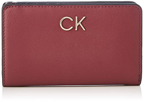 Calvin Klein Re-Lock Billfold French Wallet, Accesorio de Viaje-Billetera Plegable Triple para Mujer, Bordeaux, Talla única