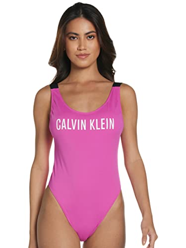 Calvin Klein Scoop Back One Piece-RP Traje de baño de una Sola Pieza, Stunning Orchid, S para Mujer