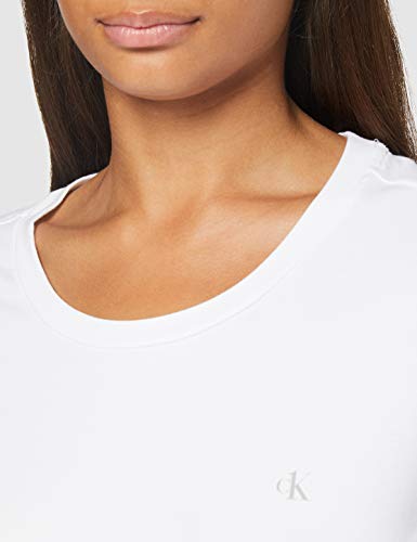 Calvin Klein S/s Crew Neck 2pk Top de Pijama, White, M para Mujer