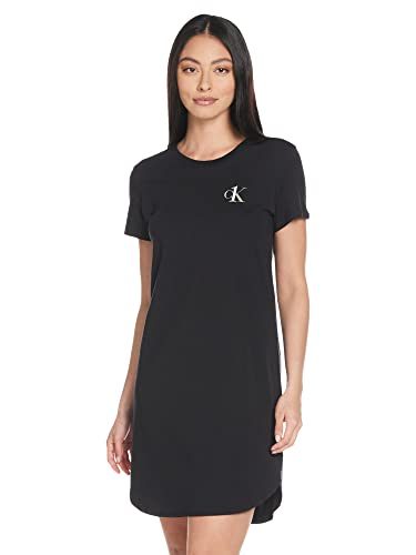 Calvin Klein S/s Nightshirt Camisón, Black, S para Mujer