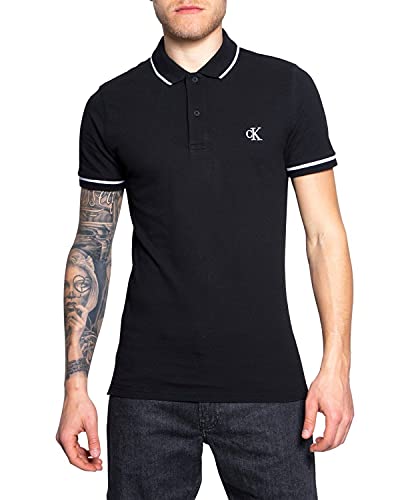 Calvin Klein Tipping Slim Polo Camisa, CK Black, L para Hombre