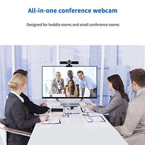 Cámara web para videoconferencia Tenveo AV200pro, HD 1080K, campo de visión de 124 °, rotación de 360 ​​°, micrófono de altavoz integrado, uso diario en casa o sala de reuniones pequeña, gris plateado