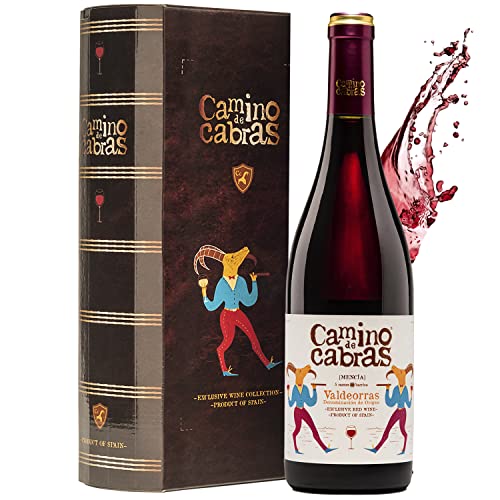 CAMINO DE CABRAS Estuche de vino - Mencía Crianza - vino tinto – D.O. Valdeorras – Producto Gourmet - Vino para regalar - Vino Premium - 1 botella x 750 ml.