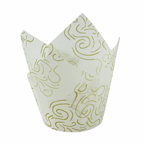 CandyT 100 Piezas de Papel para Muffins, moldes de Papel para Muffins de Boda, Molde de tulipán, Papel para Hornear para Clases de horneado, Herramientas para Hornear Pasteles y Magdalenas