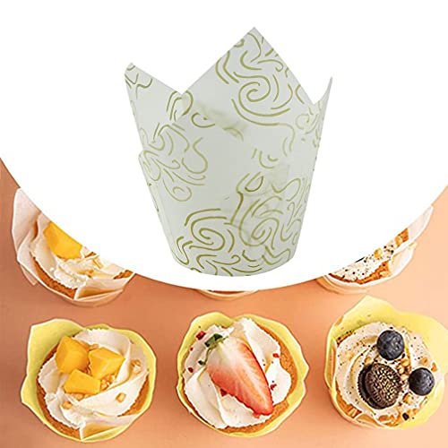 CandyT 100 Piezas de Papel para Muffins, moldes de Papel para Muffins de Boda, Molde de tulipán, Papel para Hornear para Clases de horneado, Herramientas para Hornear Pasteles y Magdalenas