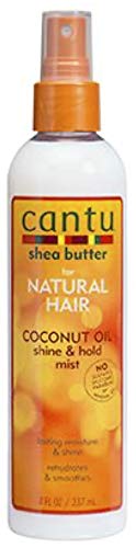 Cantu Crema activadora de rizos de manteca de karité, aceite de coco Shine & Hold Mist y crema reparadora acondicionador (juego de 3)