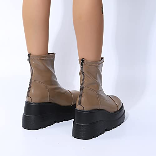 CaracteríStica De La Moda De Las Mujeres Zapatos Encantadores Plataforma Botas De Media Longitud Botas Botines con Cremallera Zapatos