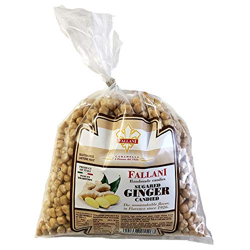 CARAMELOS FALLANI Jengibre confitado, jengibre endulzado, bolsa de dulces de 1 kg, dulces naturales, dulces confitados, dulces italianos, sin gluten