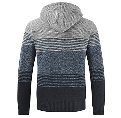 Cárdigan de Hombre Cuello Alto Casuales Chaqueta Chaqueta de Punto para Hombre Sudaderas con Capucha Suéter de Punto (M, Gris Claro)