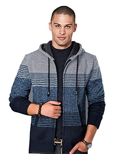 Cárdigan de Hombre Cuello Alto Casuales Chaqueta Chaqueta de Punto para Hombre Sudaderas con Capucha Suéter de Punto (M, Gris Claro)