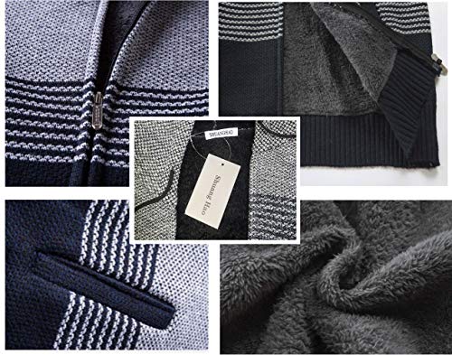 Cárdigan de Hombre Cuello Alto Casuales Chaqueta Chaqueta de Punto para Hombre Sudaderas con Capucha Suéter de Punto (M, Gris Claro)