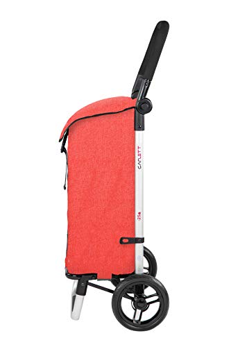 Carlett Carro de la Compra 2 Ruedas | Lett201 | Carrito Plegable con Bolsa Extraíble de Gran Capacidad 25kg/47L, Rojo