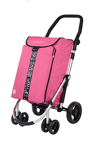 Carlett Carro de la Compra 4 Ruedas | Lett460 | Carrito Plegable con Gran Capacidad, 25kg, Bolsa Principal 40L, Térmica 10L, Polietileno, Malva