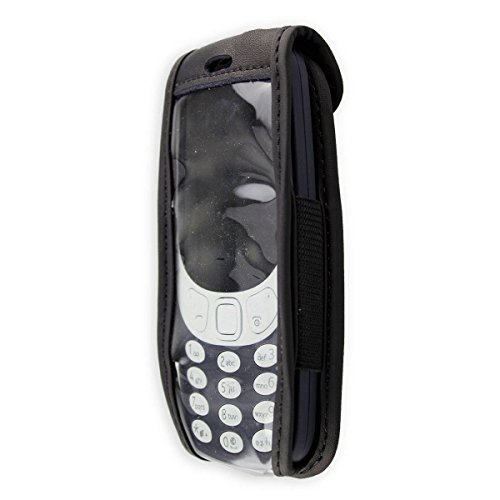 caseroxx Bolsa de Cuero con Clip para el cinturón para Nokia 3310 2G (2017), Funda Carcasa de Cuero Real en Negro