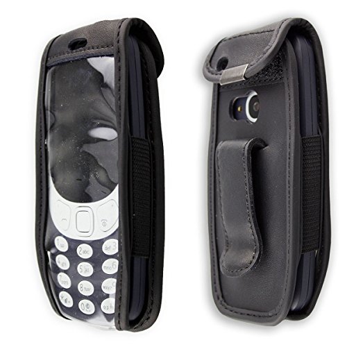 caseroxx Bolsa de Cuero con Clip para el cinturón para Nokia 3310 2G (2017), Funda Carcasa de Cuero Real en Negro