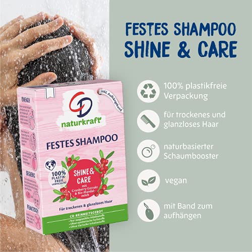 CD Solid Shampoo Leche de almendras y arándano orgánico para cabello seco y opaco, 75 g, jabón para el cabello sostenible, champú nutritivo sin microplástico, vegano