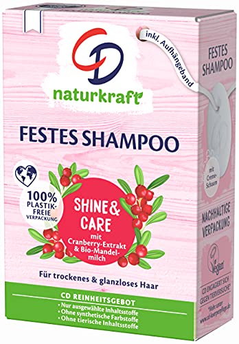 CD Solid Shampoo Leche de almendras y arándano orgánico para cabello seco y opaco, 75 g, jabón para el cabello sostenible, champú nutritivo sin microplástico, vegano