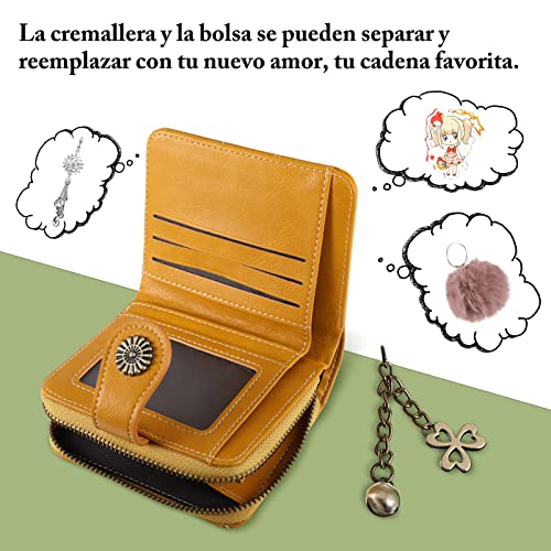 Censhaorme Vintage Leather Cera de petróleo Corta de Las Mujeres Carteras Pequeños Lindo Monedero Tarjeta Monedero del Bolso Femenino Holder