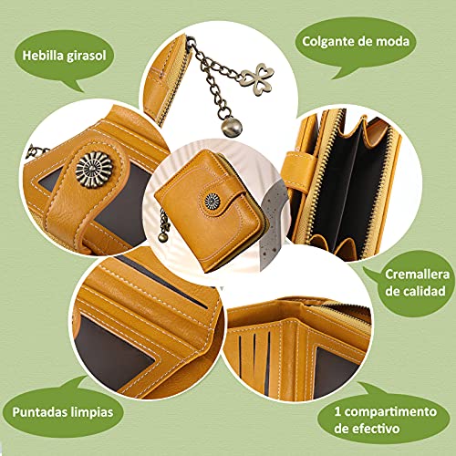 Censhaorme Vintage Leather Cera de petróleo Corta de Las Mujeres Carteras Pequeños Lindo Monedero Tarjeta Monedero del Bolso Femenino Holder