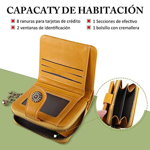 Censhaorme Vintage Leather Cera de petróleo Corta de Las Mujeres Carteras Pequeños Lindo Monedero Tarjeta Monedero del Bolso Femenino Holder