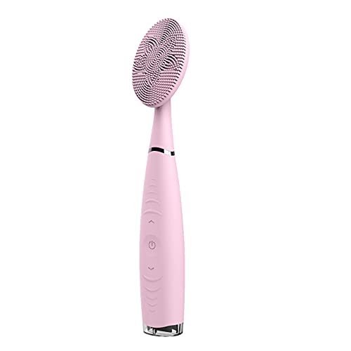 Cepillo de limpieza facial Sonic de silicona, 5 velocidades ajustables, limpiador facial, recargable, impermeable, para limpieza profunda, exfoliante suave y masajeado, color rosa