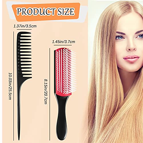 Cepillo de Peinado Cepillo de Cojín de Cerda de Nailon con Almohadilla de Goma Antiestática para Secar Cabello, Voluminización, Definición Rizos (Cepillo de Pelo de 7 Hileras)