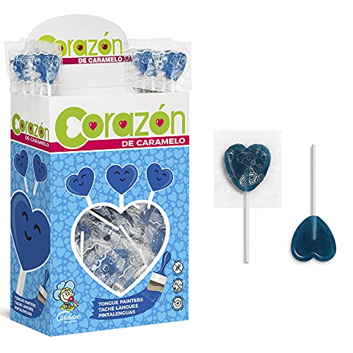 Cerdán Piruleta Corazón Pintalenguas-Sabor Frambuesa Caramelos 200 Unidades de 5.2 g