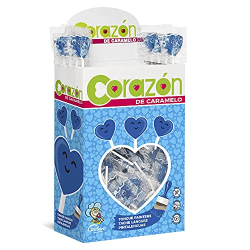 Cerdán Piruleta Corazón Pintalenguas-Sabor Frambuesa Caramelos 200 Unidades de 5.2 g