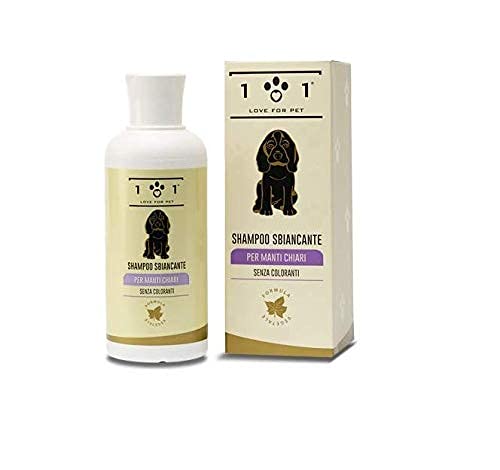 Champú blanqueador Natural para Perros, 250ml - para Pelaje Gris o Blanco - Adecuado para Perros con Pelo Largo o Corto como maltés, caniches, Bichon Frise, shih tzu, etc - Linea 101